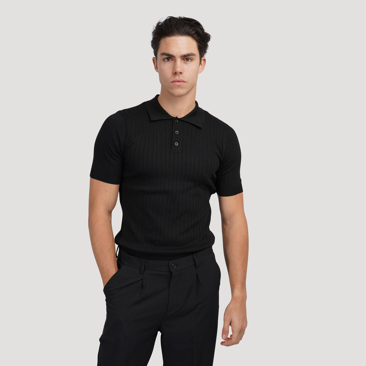 TERRY Ribbed Polo Shirt