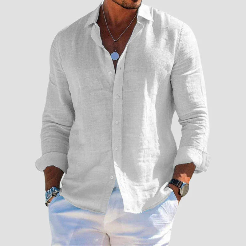 Long-Sleeve Breathable Linen Shirt