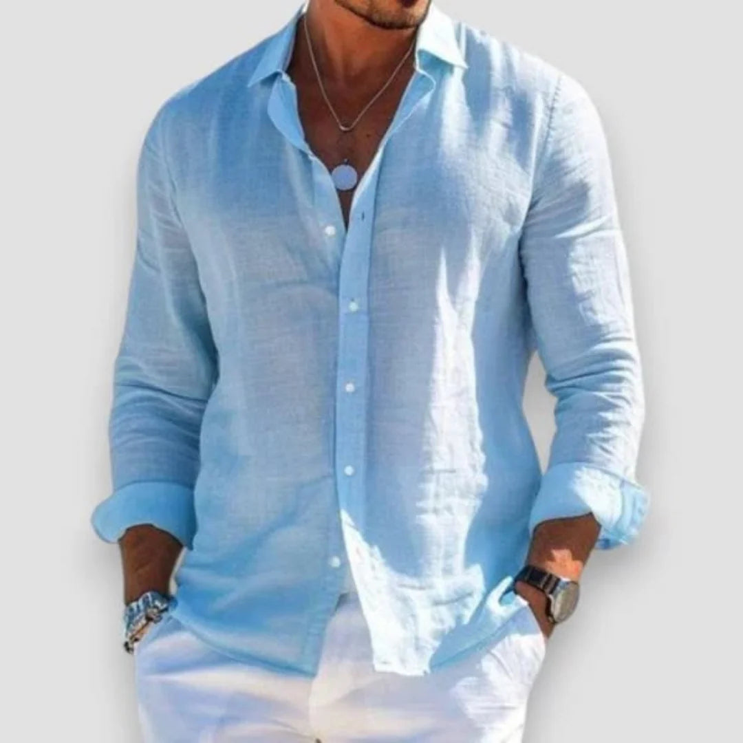 Long-Sleeve Breathable Linen Shirt