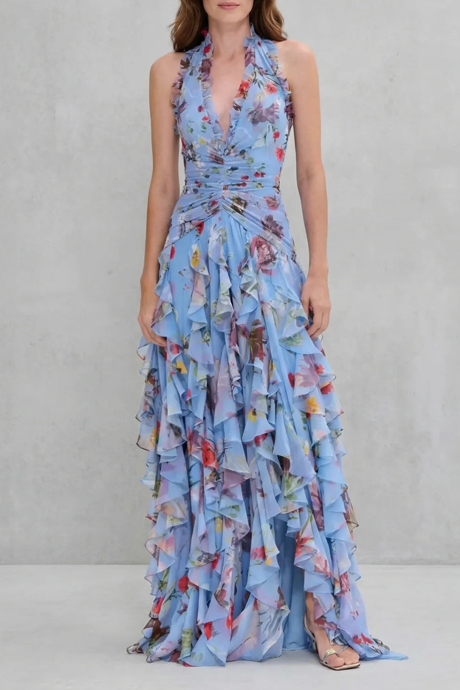 Belladina™ | Romantic Rose Halter Maxi Dress