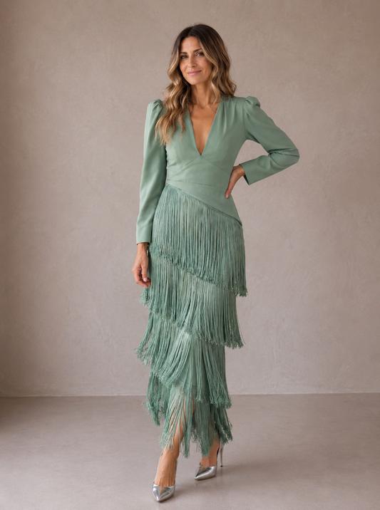 Cindy | Elegant Dress With Fringe Skirt