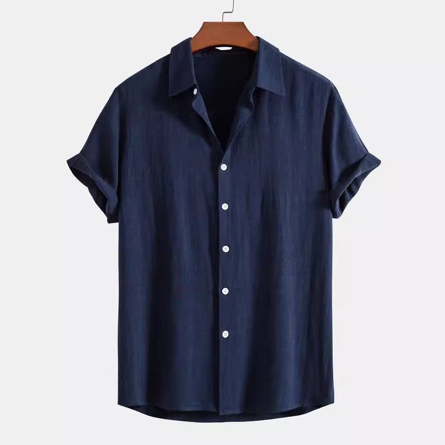 Short-Sleeve Casual Linen Shirt