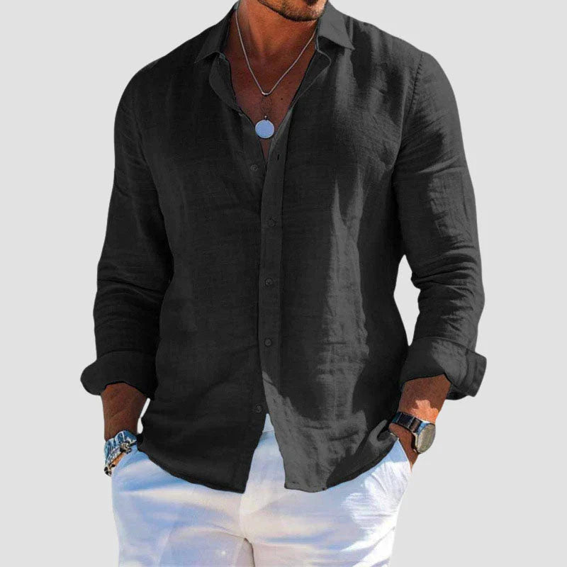 Long-Sleeve Breathable Linen Shirt
