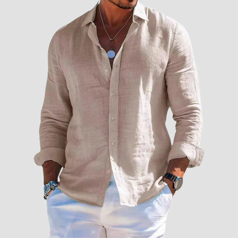 Long-Sleeve Breathable Linen Shirt