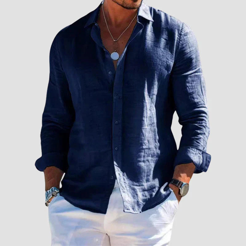Long-Sleeve Breathable Linen Shirt