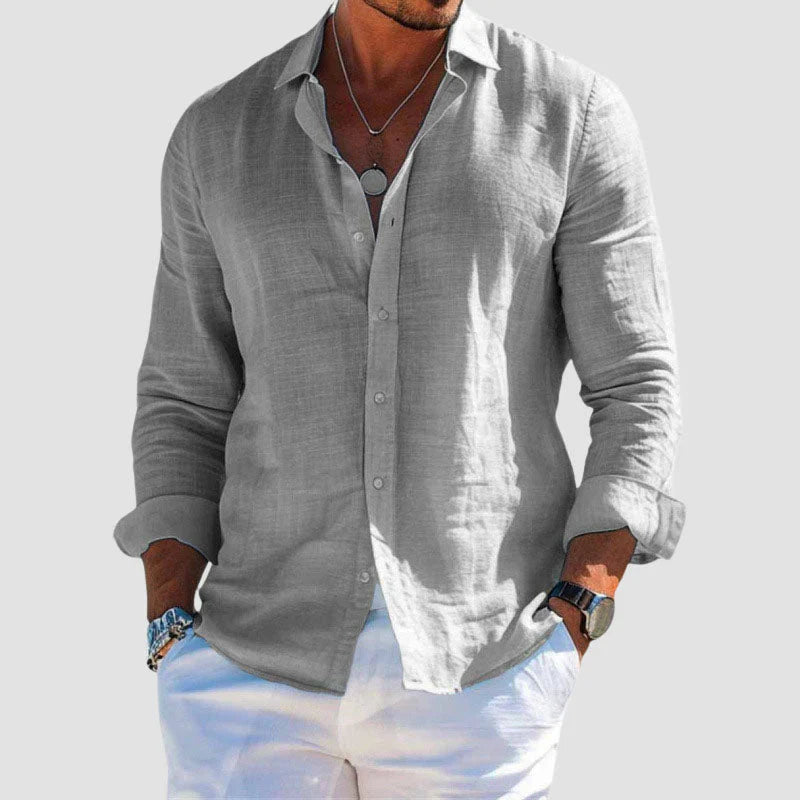 Long-Sleeve Breathable Linen Shirt